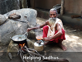 Helping Sadhus